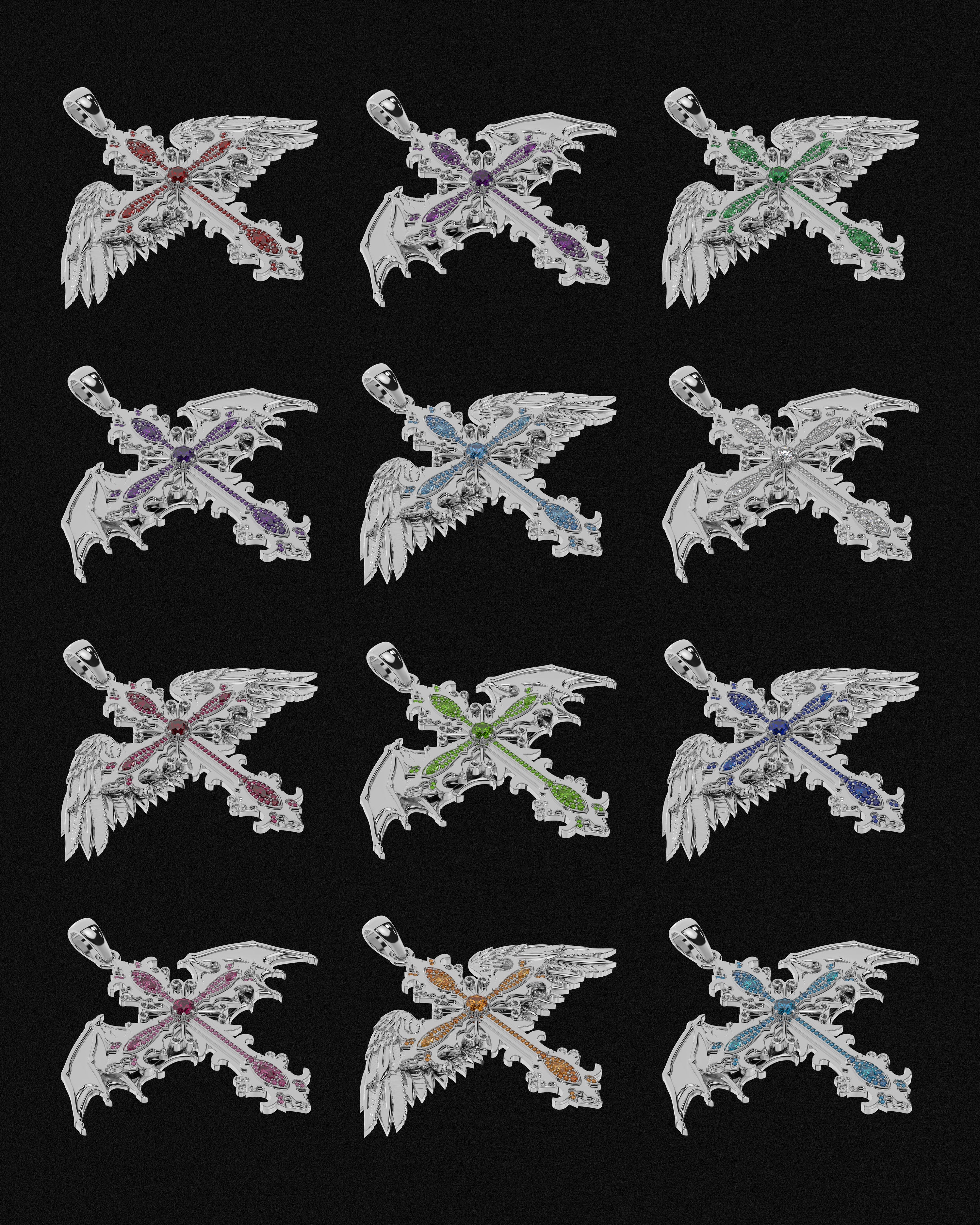 Crossed Faith Pendant Birthstones