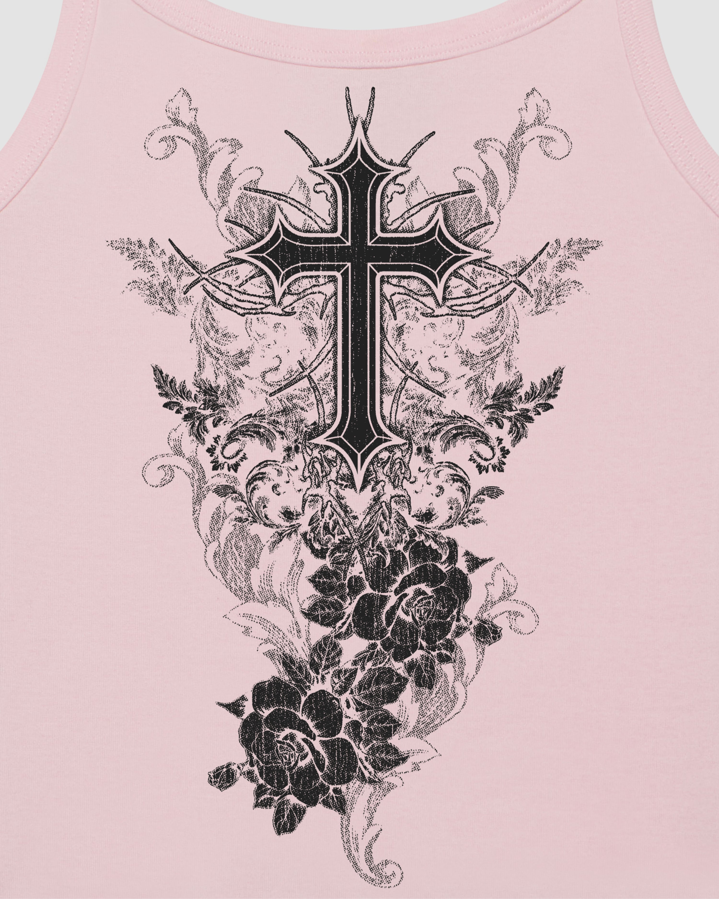 Floral Cross Pink Tank Top