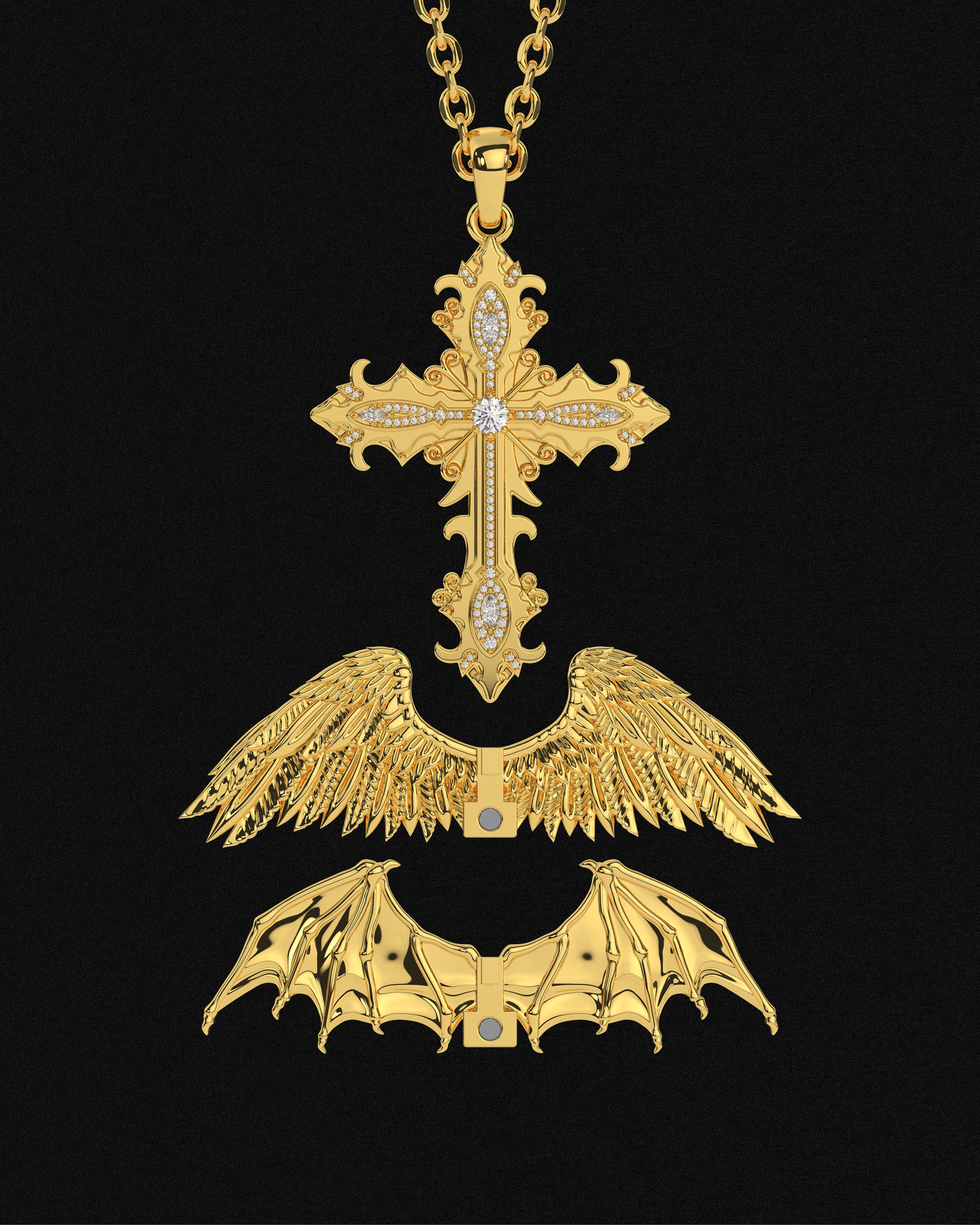 Crossed Faith Pendant Gold