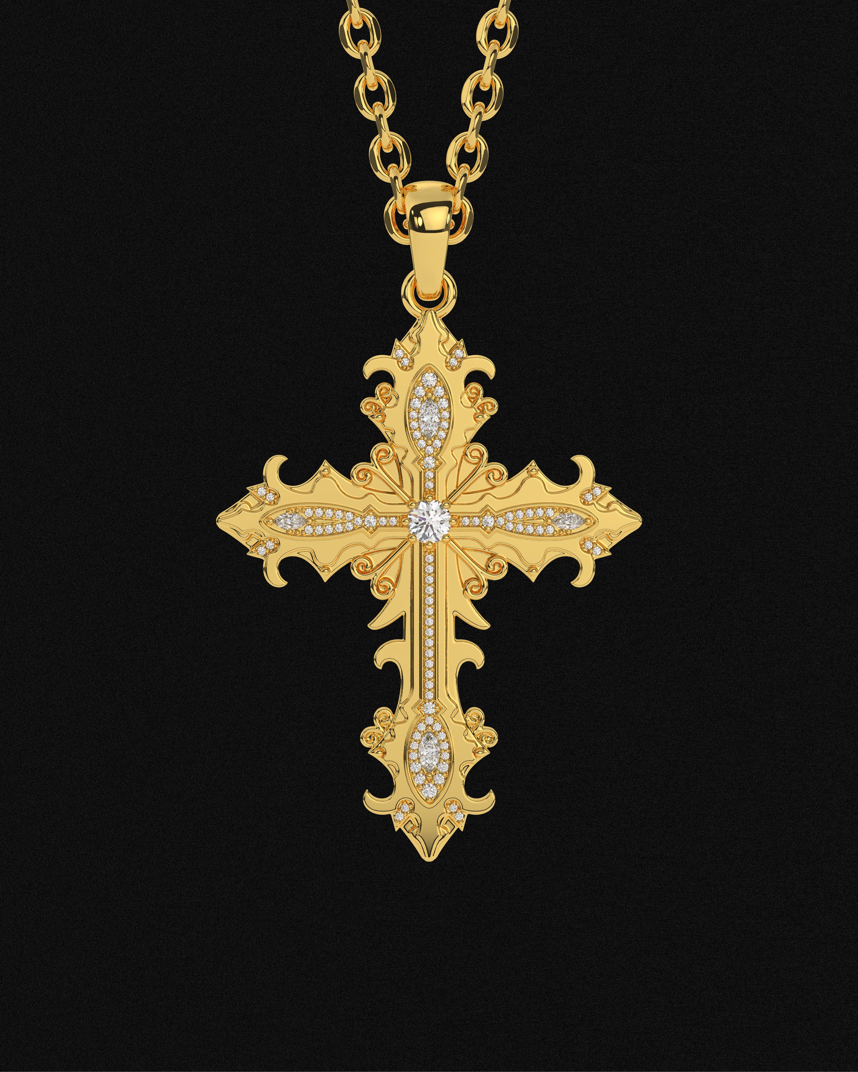 Crossed Faith Pendant Gold