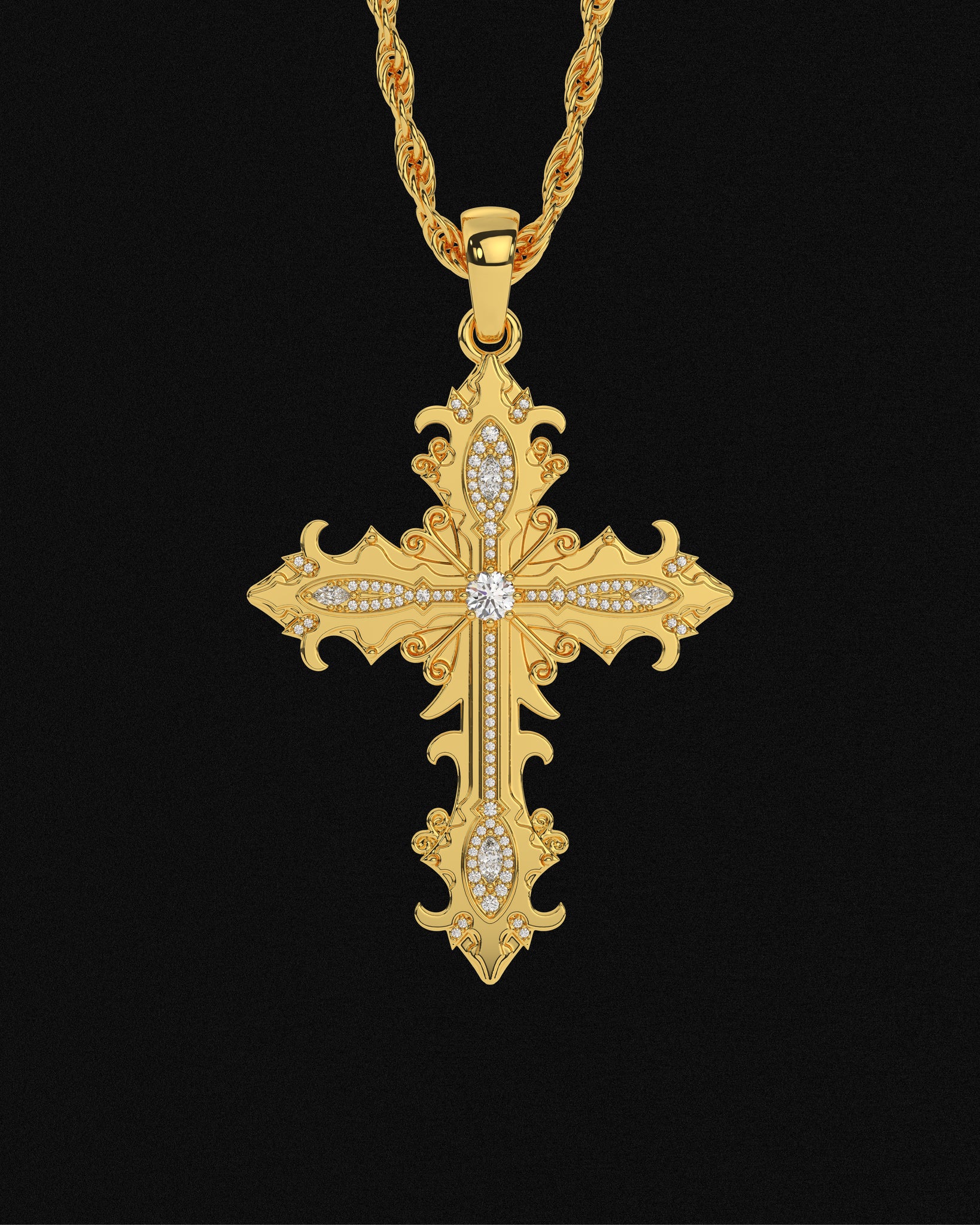 Crossed Faith Pendant Gold