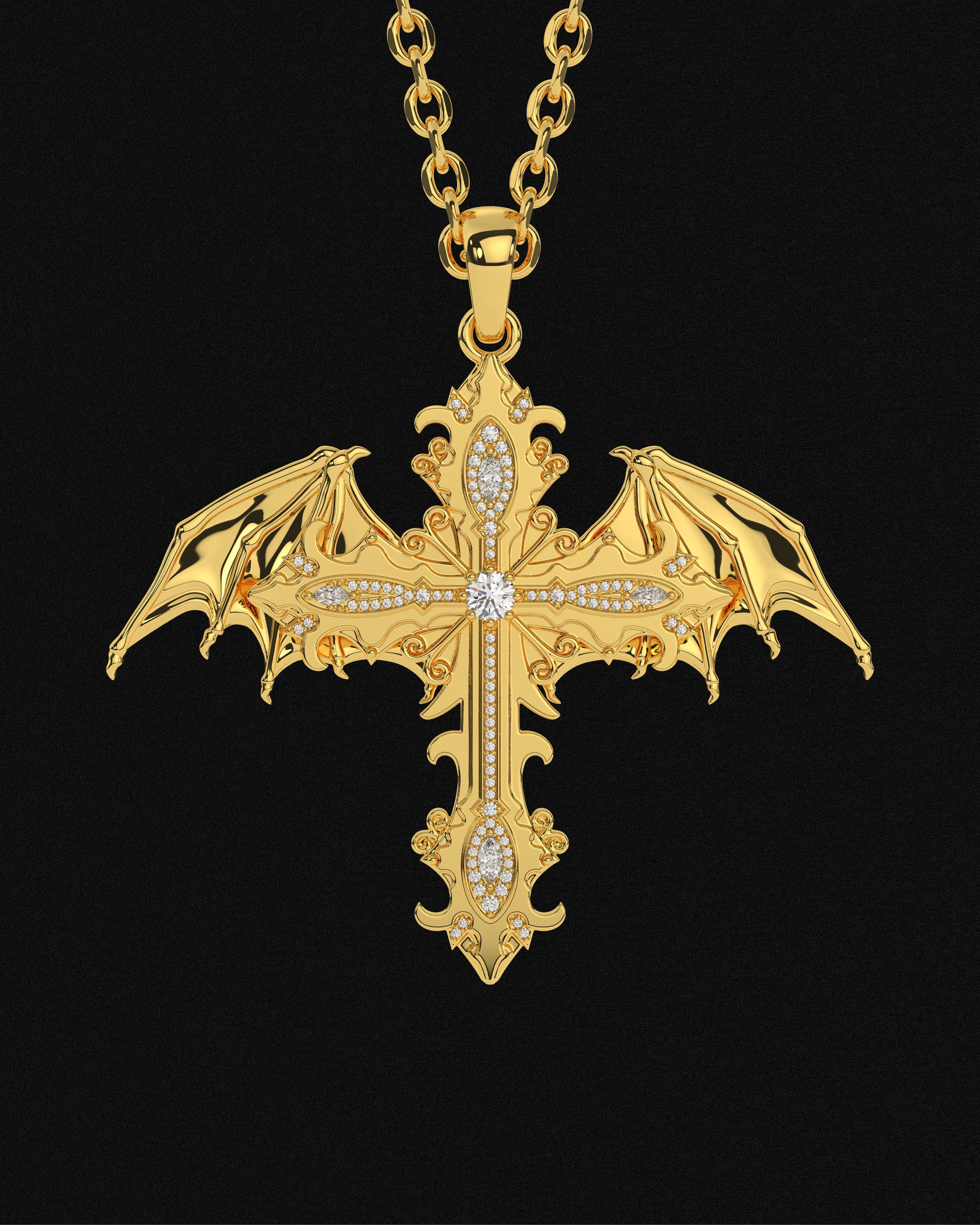 Crossed Faith Pendant Gold