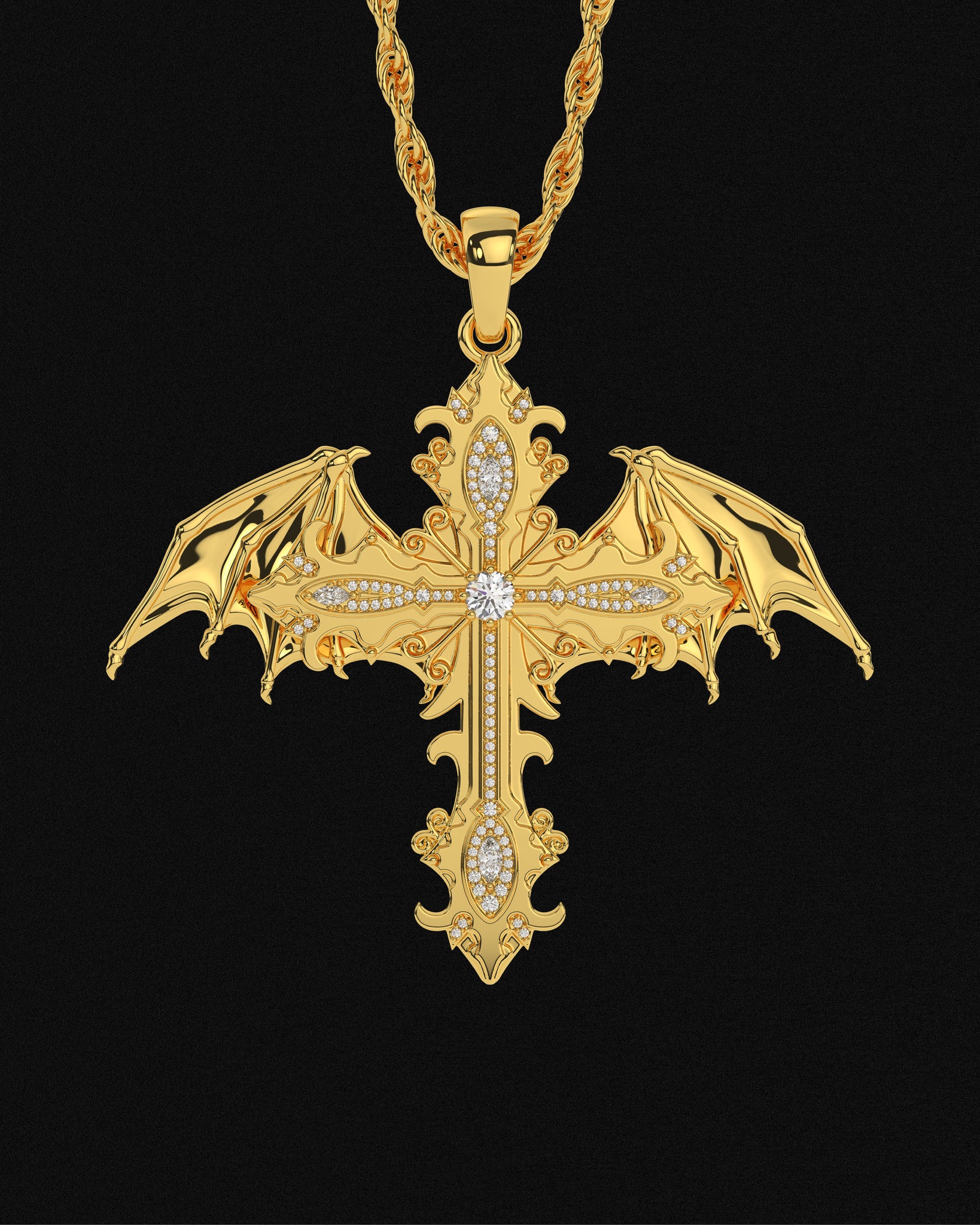 Crossed Faith Pendant Gold