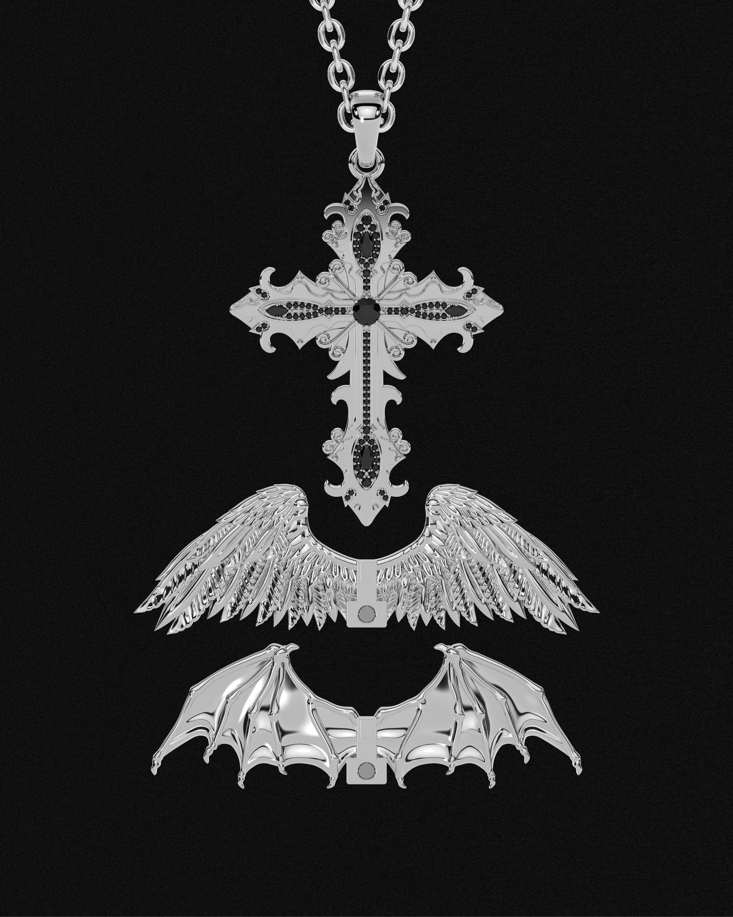 Crossed Faith Pendant Onyx (In Honor of Josh)