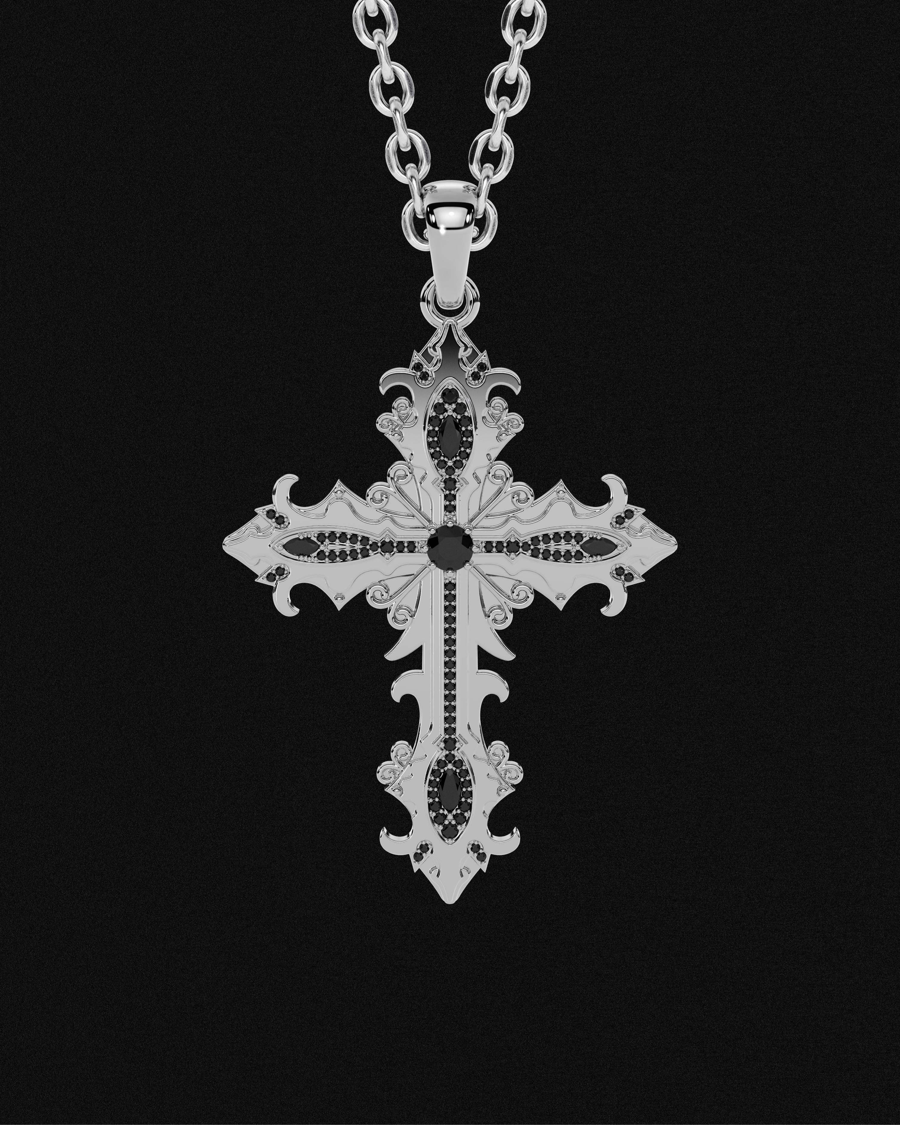 Crossed Faith Pendant Onyx (In Honor of Josh)