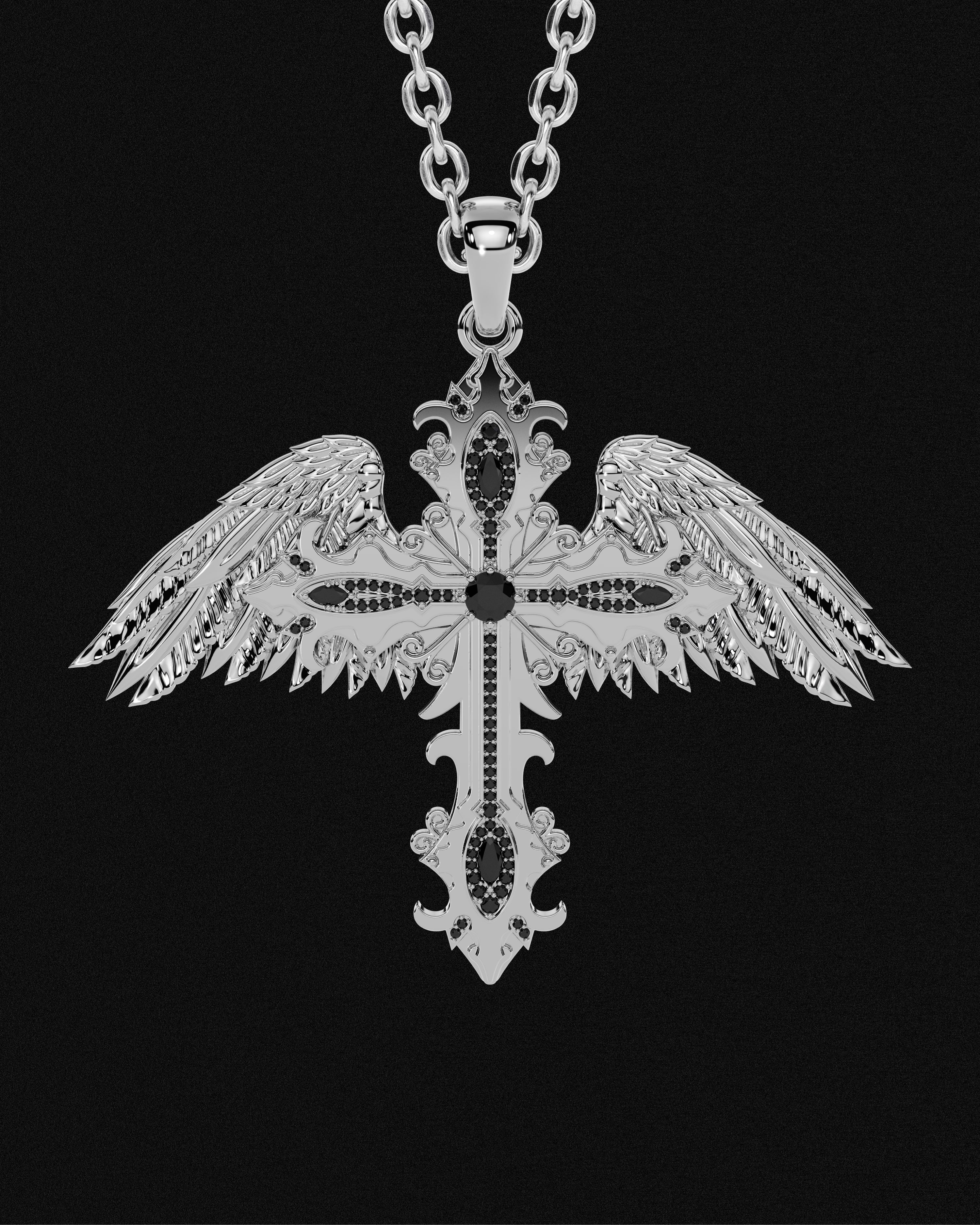 Crossed Faith Pendant Onyx (In Honor of Josh)