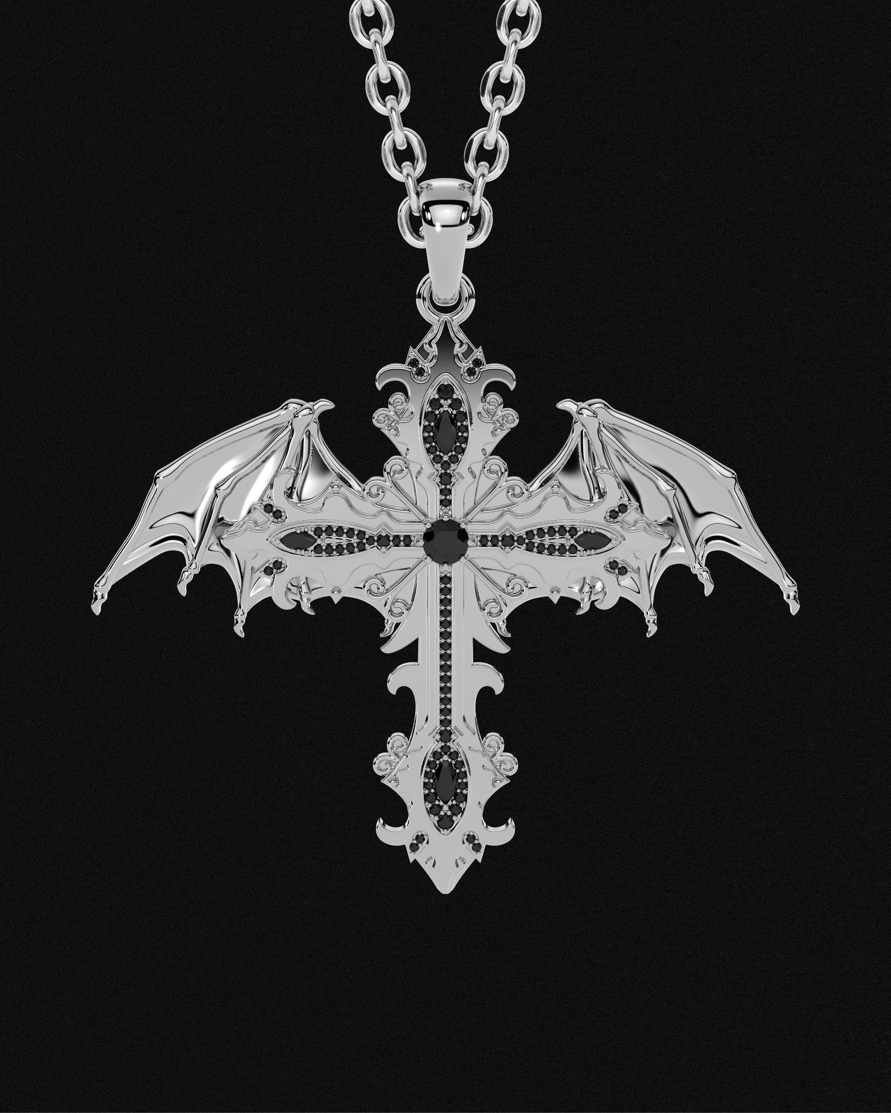 Crossed Faith Pendant Onyx (In Honor of Josh)