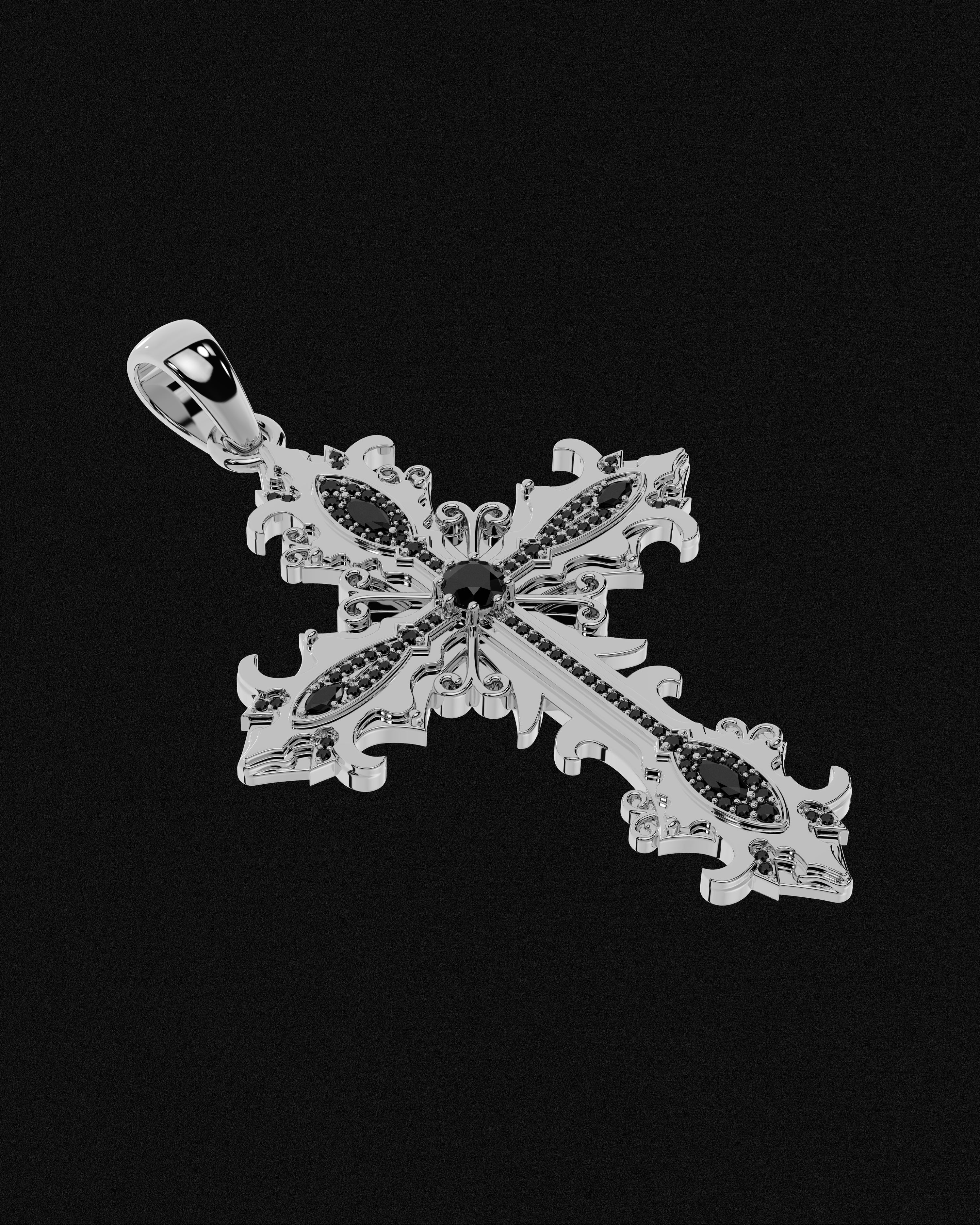 Crossed Faith Pendant Onyx (In Honor of Josh)