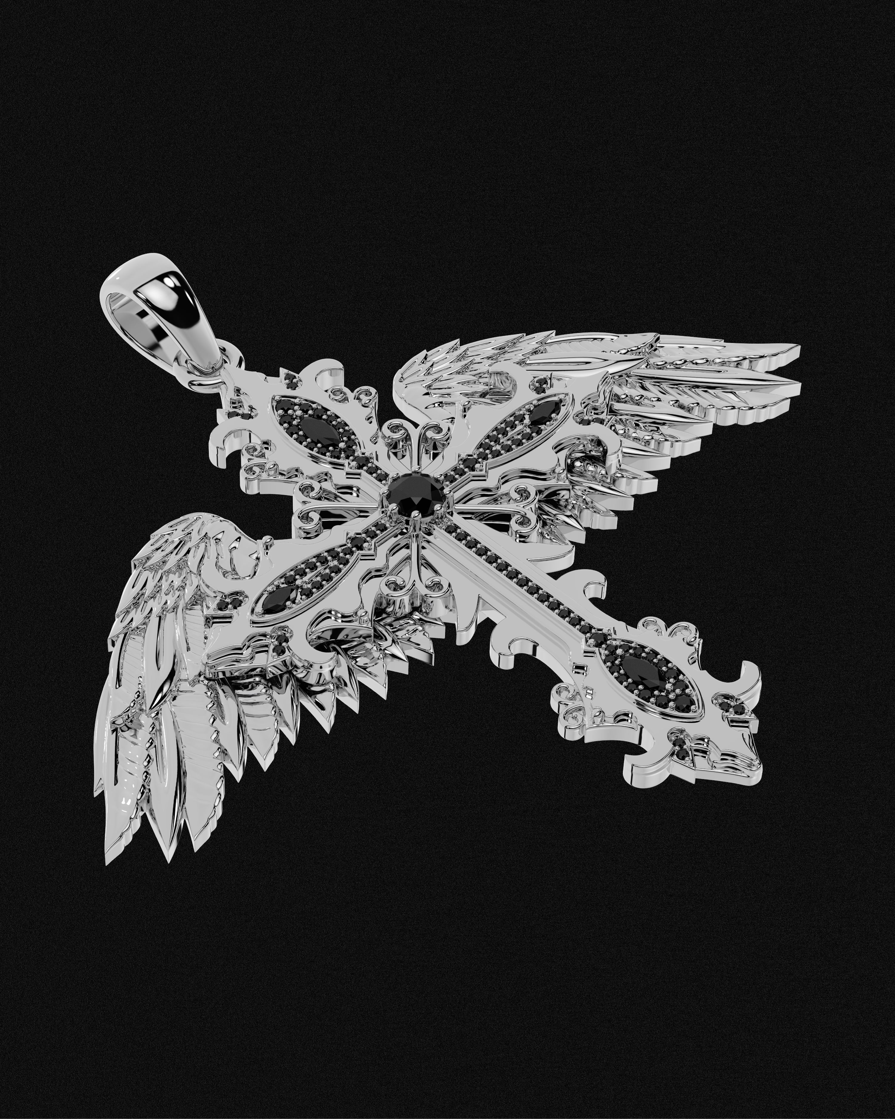 Crossed Faith Pendant Onyx (In Honor of Josh)