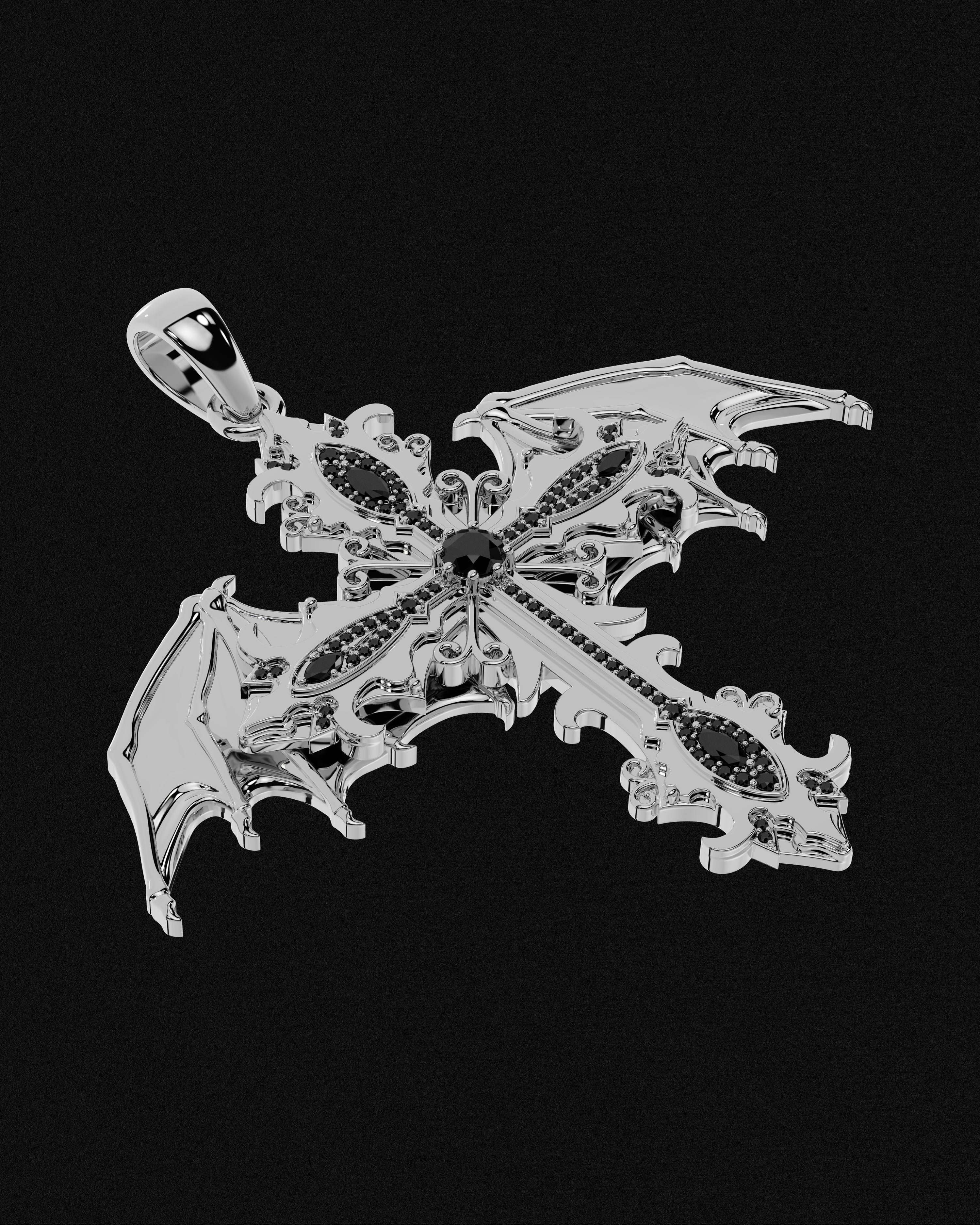 Crossed Faith Pendant Onyx (In Honor of Josh)