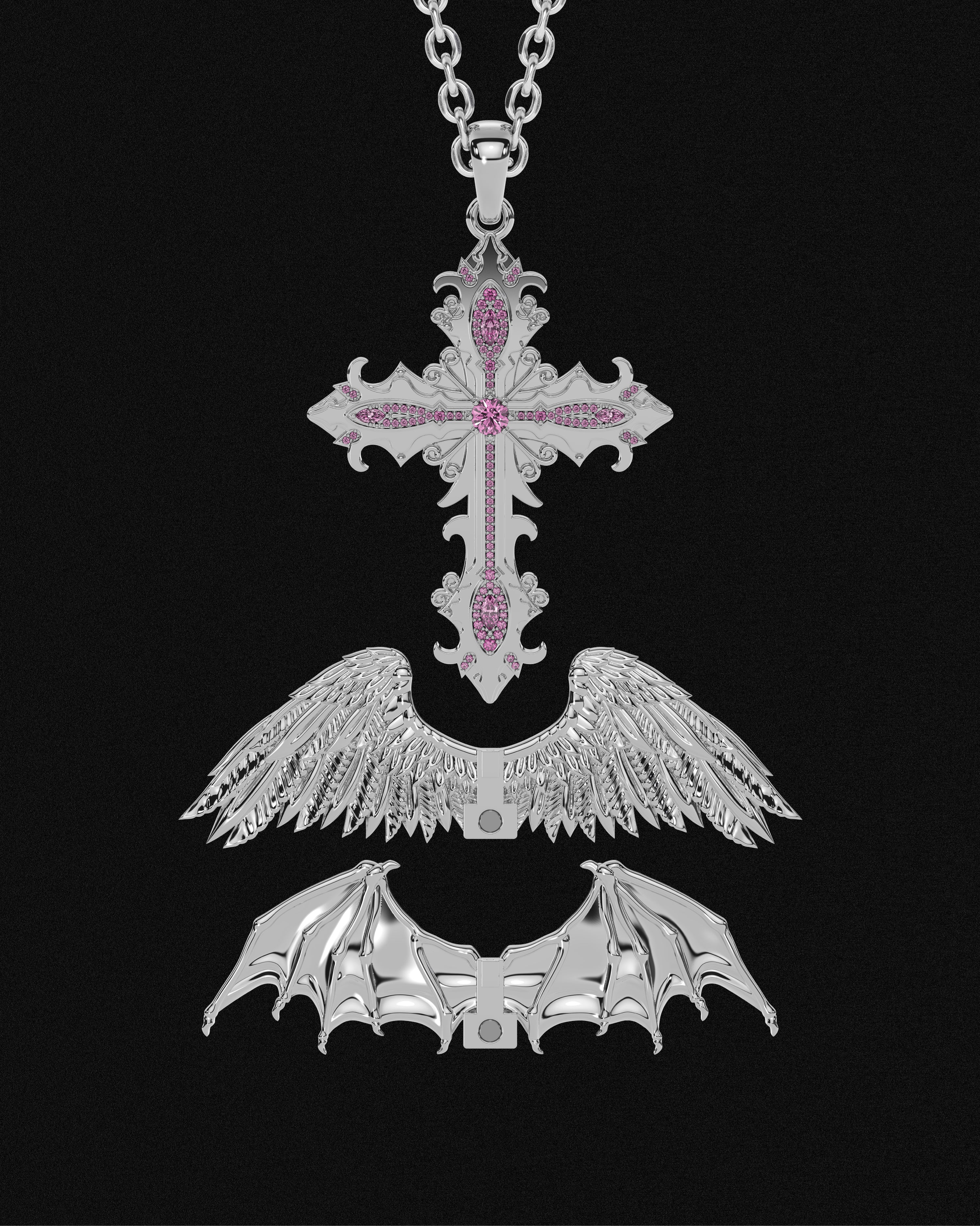 Crossed Faith Pendant Birthstones